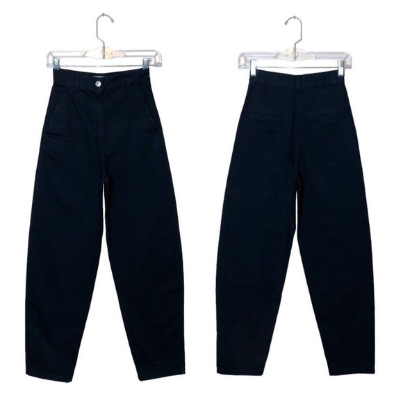 & Other Stories Black Banana Leg Cotton Trousers Size 0 (fits like 00) - Picture 1 of 6